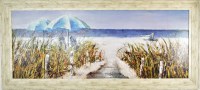 30" x 66" Two Umbrellas and a Pathway Gel Textured Print in Gray Frame