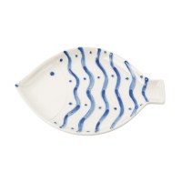 8" Blue and White Stripe Fish Plate