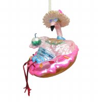 5" Flamingo in an Inner Tube Ornament
