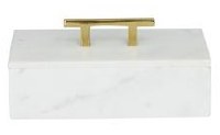 10" x 5" White Marble Box With a Gold Handle