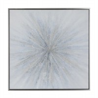 47" Sq Blue and Gold Starburst Canvas in a Metallic Gold Frame