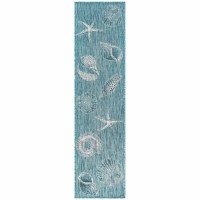 1.11' x 4.11' Aqua Sea Shell Runner