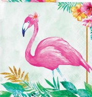 5" Square Floral Flamingo Beverage Napkin