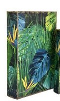 13" x 9" Blue and Green Tropical Leaves Book Box