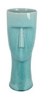 16" Aqua Ceramic Face Vase