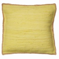 20" Square Yellow Jute Border Pillow