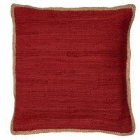 20" Square Red Jute Border Pillow