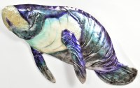 Blue and White Capiz Manatee Wall Plaque