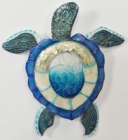 Blue and White Capiz Turtle Wall Plaque