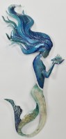 Blue and White Capiz Mermaid Wall Plaque