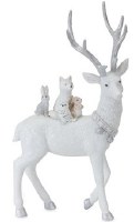 11" White Deer Standiing With Forest Animals