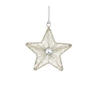 4" Silver Beaded Star Ornament