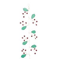 62" Red and Green Holly and Beads Garland