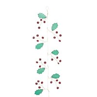 65" LED Red and Green Holly and Beads Garland