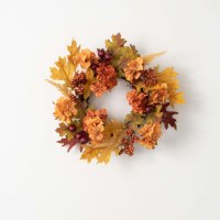 6.5" Opening Faux Fall Hydrangea Leaf Candle Ring Fall and Thanksgiving Decoration