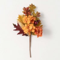 16" Faux Fall Hydrangea Leaf Spray Fall and Thanksgiving Decoration