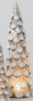 12" LED Silver and White Glass Tree