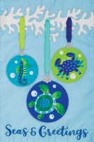 Mini Blue and Green Coastal Ornaments Garden Flag