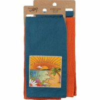 Set of Two 28" x 20" Love and Sunset Kitchen Towels