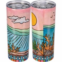 20 oz Stainless Steel Coral and Beach Themed Insulated Tumbler