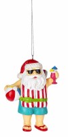 4" Beach Santa Holding a Drink Ornament