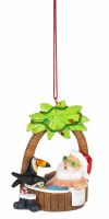 3" Toucan With Beach Santa in a Hot Tub Ornament