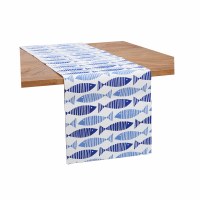 72" Blue Stripe Fish Table Runner