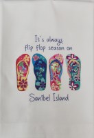 21" x 18" "It's Always Flip Flop Season on Sanibel Island" Kitchen Towel