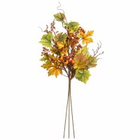 20" Faux Fall Maple Leaves and Berry Spray Fall and Thanksgiving Decoration