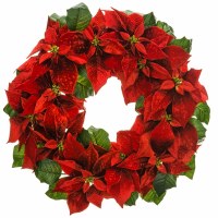 22" Faux Red Pointsetta Wreath