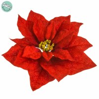 10" Faux Red Poinsettia Clip Ornament