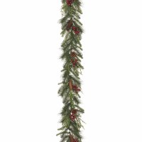 72" Faux Red Berry and Pine Garland