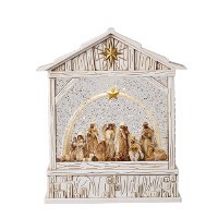 10" LED Nativity Scene in a Glitter Creche