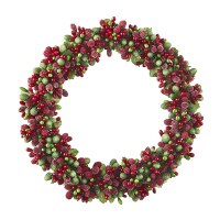 6" Opening Red and Green Beads Candle Ring