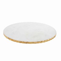 16" White Marble With a Gold Edge Lazy Susan by Mud Pie