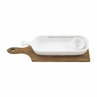 5" x 16" Board With a 12" White Dish and Dip Bowl by Mud Pie