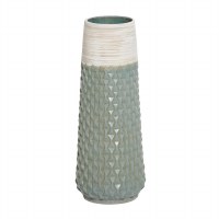 19" Green Textured Ceramic Vase
