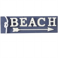 28" Blue "Beach" Arrow Wall Plaque