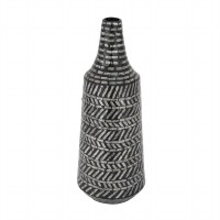 22" Black Pattern Shell Vase