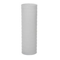 12" Round White Frosted Ribbed Glass Vase