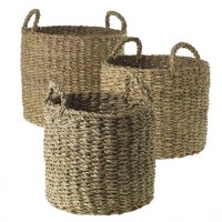 12" Round Natural Basket With Handles