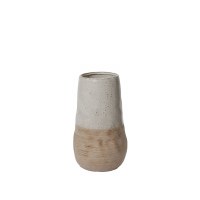 11" Cream and Tan Ceramic Vase