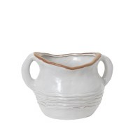 5" Distressed White Two Handle Ceramic Pot