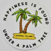 Sanibel Island "Happines is Found Uner a Palm Tree" Sticker