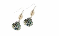 Silver Toned and Abalone Scallop Shell Earrings