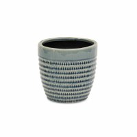 6" Blue Notch Ceramic Pot