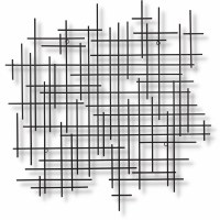 39" Black Grid Metal Wall Art Plaque