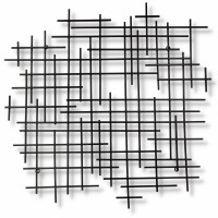 30" Black Grid Metal Wall Plaque