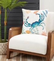 20" Sq Blue Crab Decorative Pillow