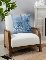 20" Sq Three Blue Starfish on a Blue Background Decorative Pillow